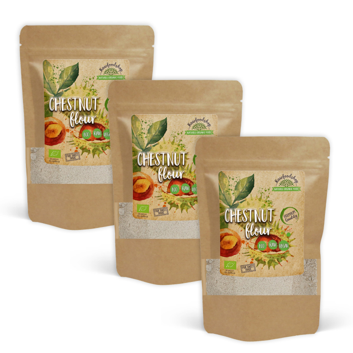 Kastanjemjöl EKO 500g x 3 paket i gruppen Råvaror & Dryck / Bakning / Mjöler hos Rawfoodshop Scandinavia AB (KNM50-SET3)