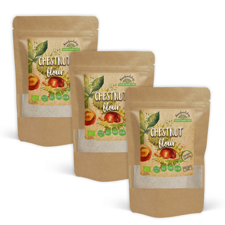 Kastanjemjöl EKO 500g x 3 paket i gruppen Råvaror & Dryck / Bakning / Mjöler hos Rawfoodshop Scandinavia AB (KNM50-SET3)