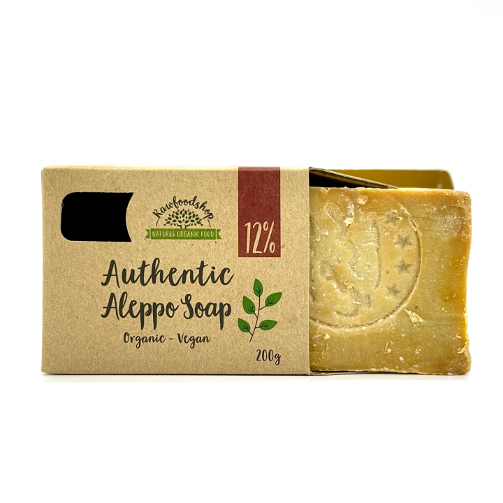 Aleppotvål Lagerbärsolja 12% EKO 200g i gruppen Hud & Kropp / Kropp / Duschtvål hos Rawfoodshop Scandinavia AB (KNNBEC2)