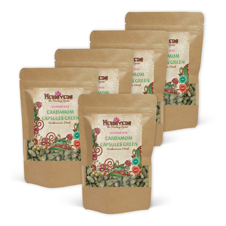 Kardemumma Hela kapslar EKO 50g x 5 paket i gruppen Råvaror & Dryck / Skafferiet / Kryddor & Salt hos Rawfoodshop Scandinavia AB (KRYDD06-SET5)
