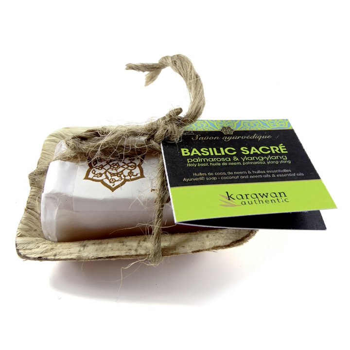 Ayurvedisk Fast Tvål för Händer och Kropp Basilika 20g i gruppen Hud & Kropp / Kropp / Duschtvål hos Rawfoodshop Scandinavia AB (KSA20BS-IN25)