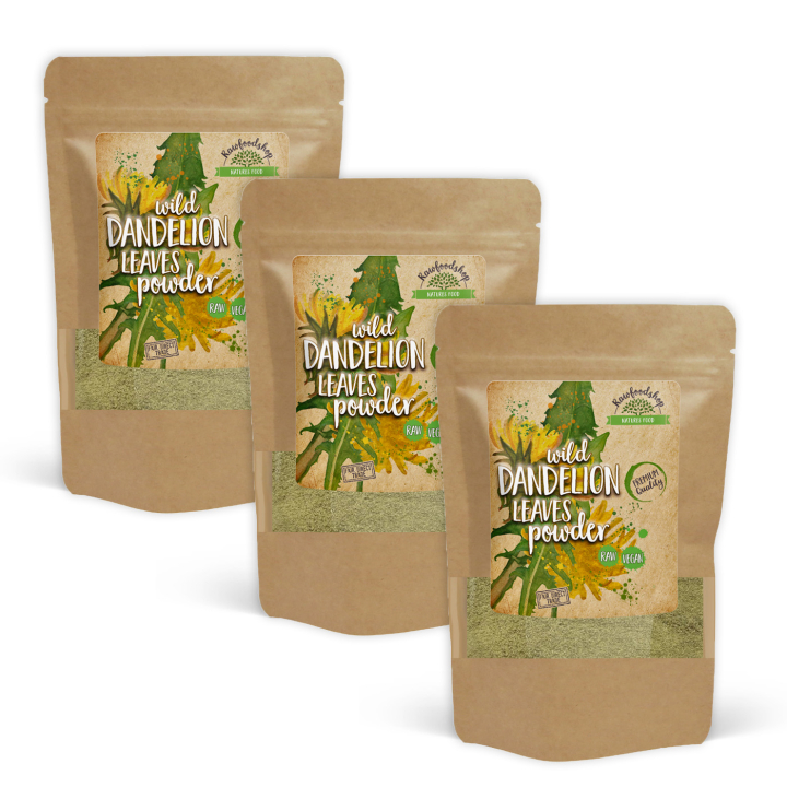 Maskrosbladpulver 100g x 3 paket i gruppen Råvaror & Dryck / Hälsokost / Gröna pulver hos Rawfoodshop Scandinavia AB (MBP10-SET3)