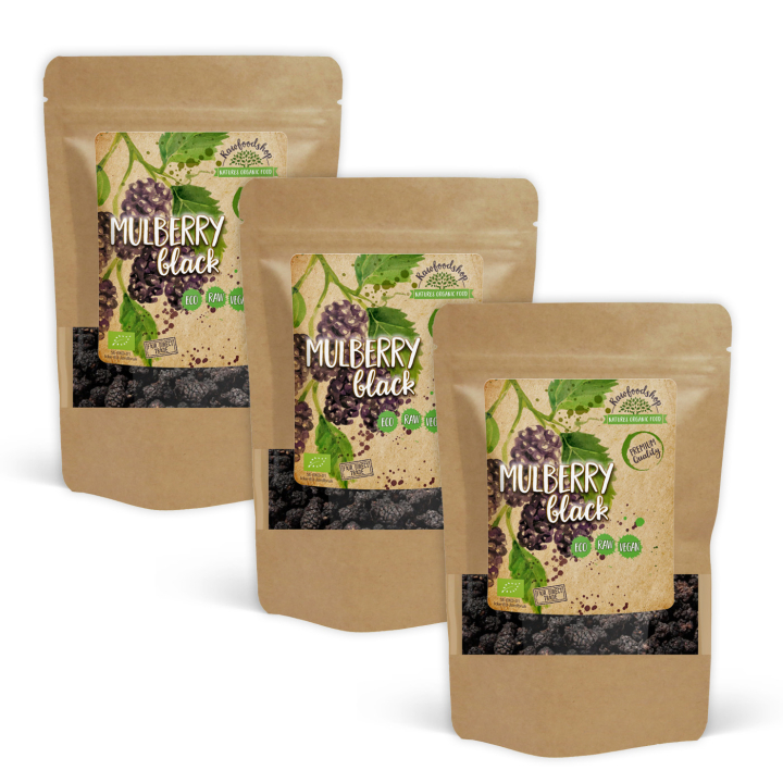 Mullbär Svarta EKO 500g x 3 paket i gruppen Råvaror & Dryck / Frukt & Bär / Mullbär hos Rawfoodshop Scandinavia AB (MBS50-SET3)