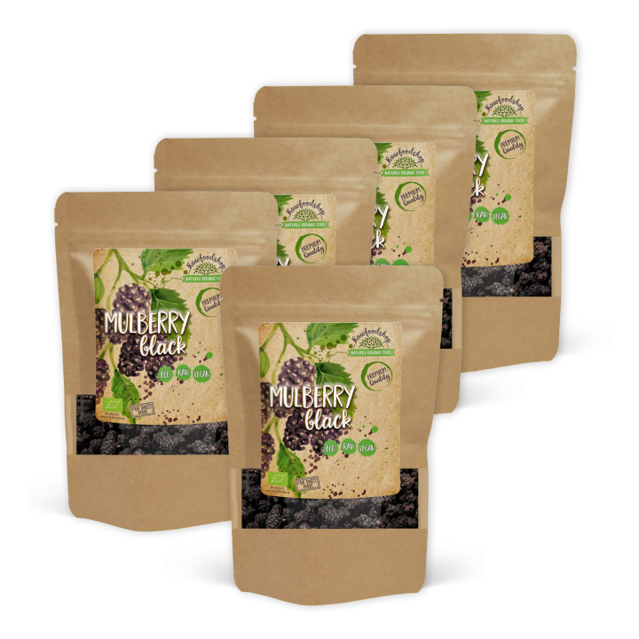 Mullbär Svarta EKO 500g x 5 paket i gruppen Råvaror & Dryck / Frukt & Bär / Mullbär hos Rawfoodshop Scandinavia AB (MBS50-SET5)