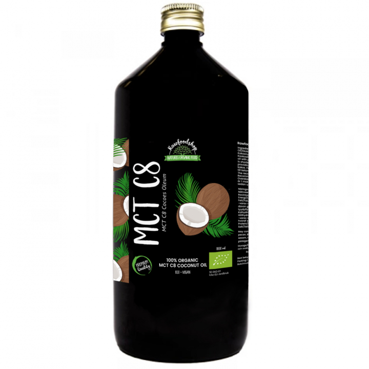 Kokosolja MCT8 EKO 1000ml i gruppen Råvaror & Dryck / Nötter / Nötoljor hos Rawfoodshop Scandinavia AB (MGT06441)