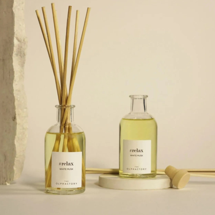 Room Diffuser White Musk 250ml i gruppen Hem & Själ / Stämning & doft / Rumsdoft hos Rawfoodshop Scandinavia AB (MK250MBTO)