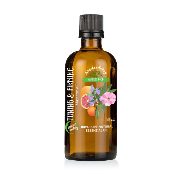 Toning & Firming Massage Oil 100ml i gruppen Kroppsvård / DIY Råvaror / Eteriska oljor hos Rawfoodshop Scandinavia AB (MOLUL-08)