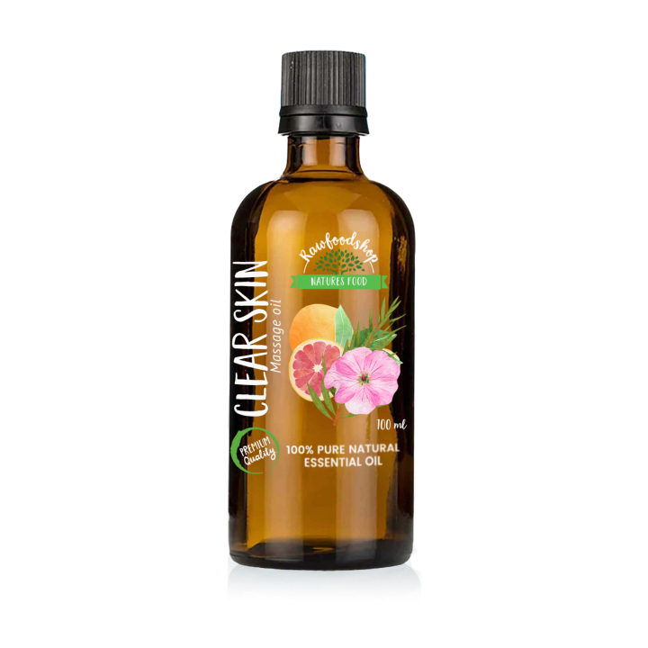 Clear Skin Massage Oil 100ml i gruppen Kroppsvård / DIY Råvaror / Eteriska oljor hos Rawfoodshop Scandinavia AB (MOLUL-16)