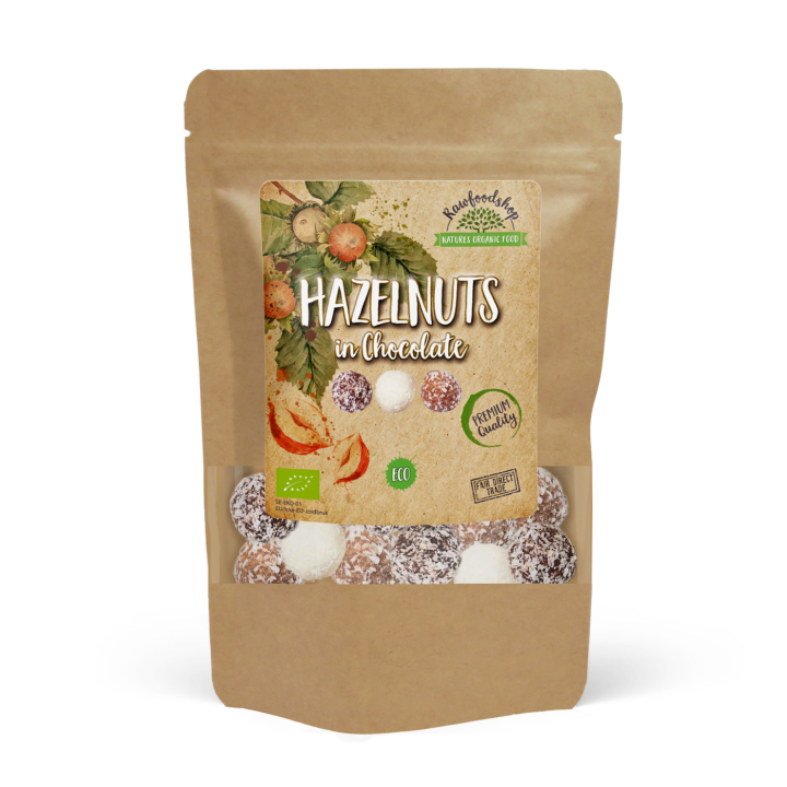 Hasselnötter Mörk, Vit och Ljus Choklad EKO 200g i gruppen Råvaror & Dryck / Nötter / Hasselnötter hos Rawfoodshop Scandinavia AB (NOICHOCOTRIO5)