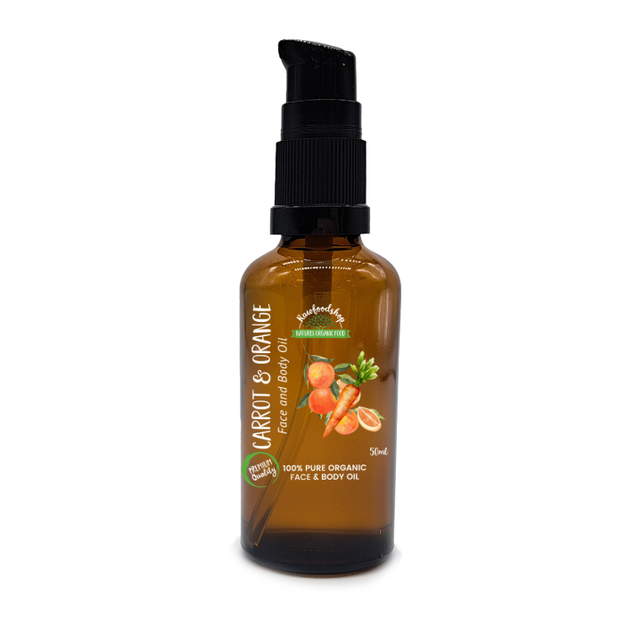 Ansikte & Kroppsolja Morot & Apelsin EKO 50ml i gruppen Hud & Kropp / Kropp / Body lotion & olja hos Rawfoodshop Scandinavia AB (OBOUL06)