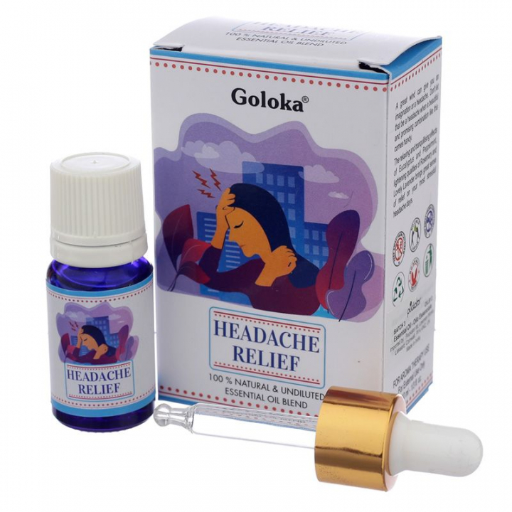 Goloka Blend Eterisk Olja Headache Relief 10ml i gruppen Hem & Själ / Ritual & Cermoni / Rökelse, Ljus & Dofter hos Rawfoodshop Scandinavia AB (OILB13)