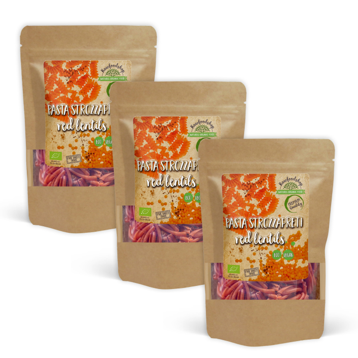 Pasta Strozzapreti Röda linser EKO 250g x 3 paket i gruppen Råvaror & Dryck / Skafferiet / Pasta & Nudlar hos Rawfoodshop Scandinavia AB (P22269-SET3)