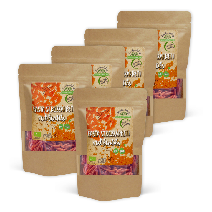Pasta Strozzapreti Röda linser EKO 250g x 5 paket i gruppen Råvaror & Dryck / Skafferiet / Pasta & Nudlar hos Rawfoodshop Scandinavia AB (P22269-SET5)