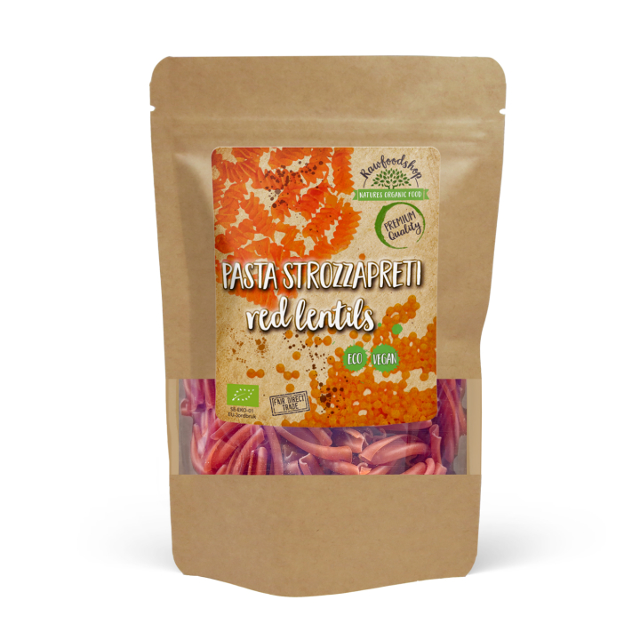 Pasta Strozzapreti Röda linser EKO 250g i gruppen Råvaror & Dryck / Skafferiet / Pasta & Nudlar hos Rawfoodshop Scandinavia AB (P22269)