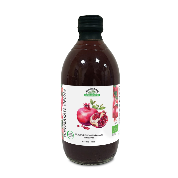 Granatäpple Vinäger Ofiltrerad RAW EKO 500ml i gruppen Råvaror & Dryck / Skafferiet / Smaksättning / Vinäger hos Rawfoodshop Scandinavia AB (PFMG5SY050006)