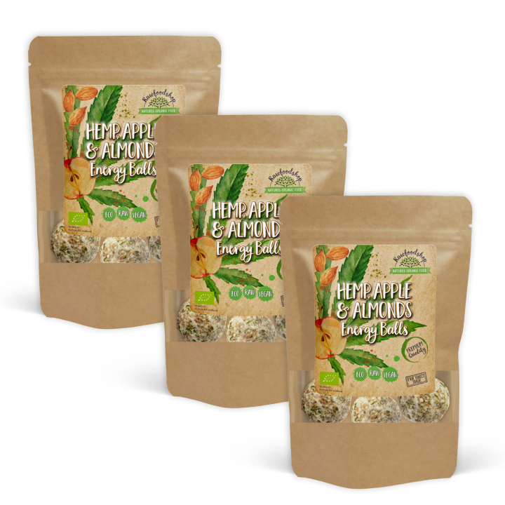Hampa Äpple Mandel Energibollar EKO 100g x 3 paket i gruppen Råvaror & Dryck / Skafferiet / Kakor & Kex hos Rawfoodshop Scandinavia AB (POMCHAN3100-SET3)