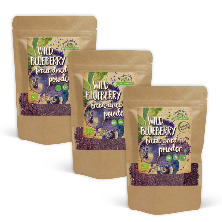 Blåbärspulver Vild Frystorkat EKO 250g x 3 paket i gruppen Råvaror & Dryck / Frukt & Bär / Blåbär hos Rawfoodshop Scandinavia AB (PULFBLA250-SET3)