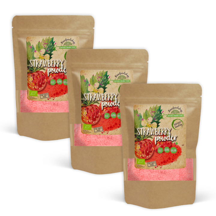 Jordgubbspulver Frystorkat EKO 100g x 3 paket i gruppen Råvaror & Dryck / Frukt & Bär / Jordgubbar hos Rawfoodshop Scandinavia AB (PULFJOR-SET3)