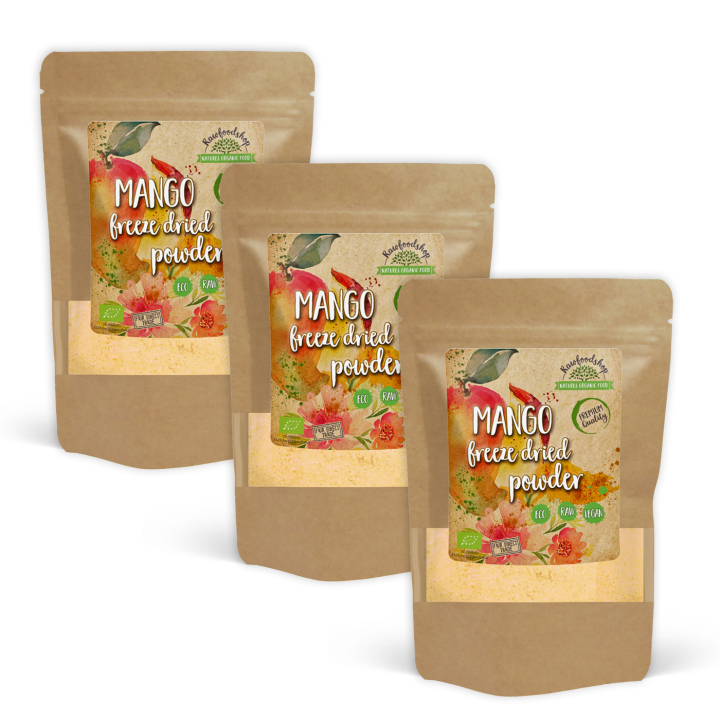 Mangopulver Frystorkat EKO 100g x 3 paket i gruppen Råvaror & Dryck / Frukt & Bär / Mango hos Rawfoodshop Scandinavia AB (PULFMAN-SET3)
