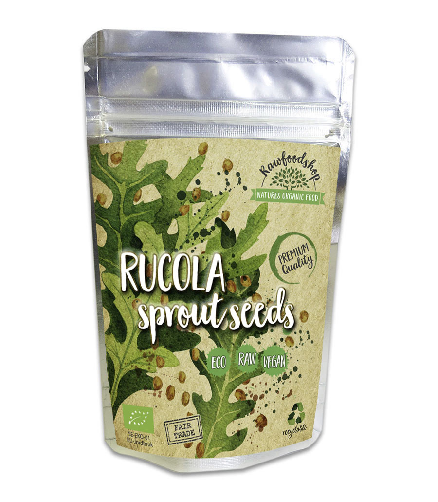 Groddfrön Rucola EKO 100g i gruppen Råvaror & Dryck / Skafferiet / Groddfrön hos Rawfoodshop Scandinavia AB (RAW0048901)