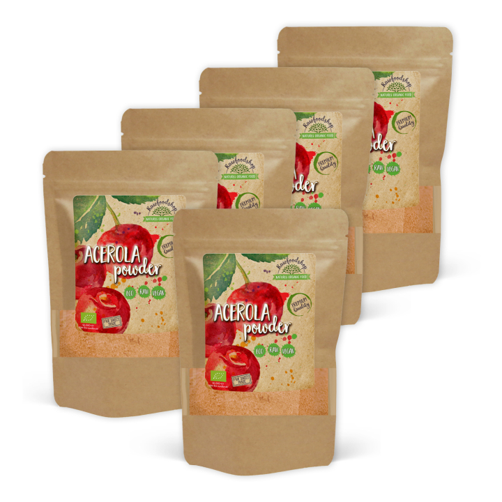 Acerola pulver EKO 125g x 5 paket i gruppen Råvaror & Dryck / Frukt & Bär / Fruktpulver hos Rawfoodshop Scandinavia AB (RAW930-SET5)