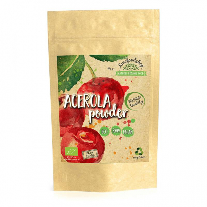 Acerola pulver EKO 125g i gruppen Råvaror & Dryck / Frukt & Bär / Fruktpulver hos Rawfoodshop Scandinavia AB (RAW930)