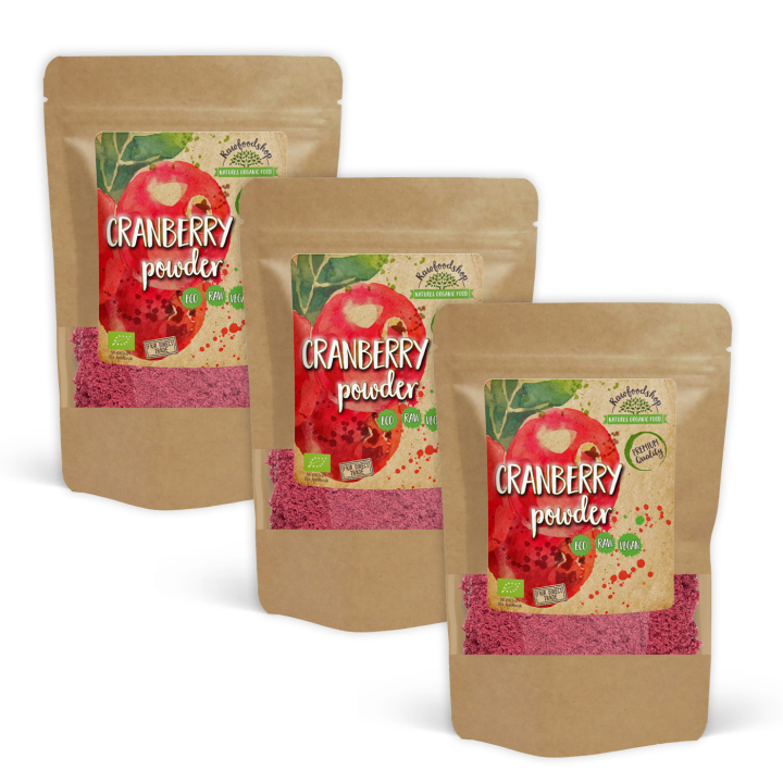 Tranbärs Pulver EKO 250g x 3 paket i gruppen Råvaror & Dryck / Frukt & Bär / Fruktpulver hos Rawfoodshop Scandinavia AB (RAWFRU0011250-SET3)