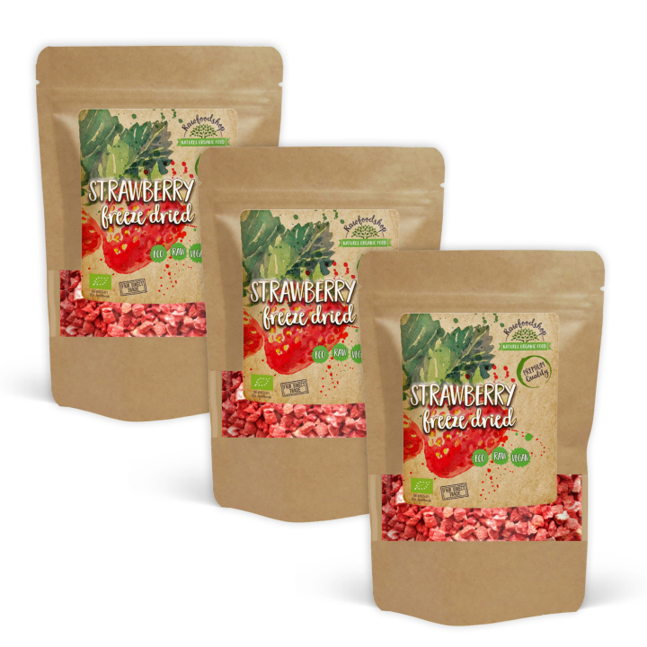 Jordgubbar Frystorkade bitar EKO 50g x 3 paket i gruppen Råvaror & Dryck / Frukt & Bär / Jordgubbar hos Rawfoodshop Scandinavia AB (RAWFRU002-SET3)