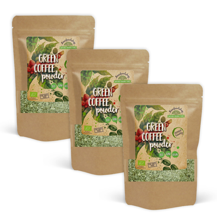 Grönt Kaffe Pulver EKO 125g x 3 paket i gruppen Råvaror & Dryck / Drycker / Kaffe hos Rawfoodshop Scandinavia AB (RAWFRUP004-SET3)