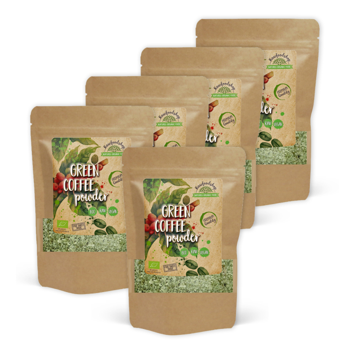 Grönt Kaffe Pulver EKO 125g x 5 paket i gruppen Råvaror & Dryck / Drycker / Kaffe hos Rawfoodshop Scandinavia AB (RAWFRUP004-SET5)