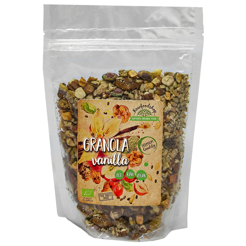 Granola Vanilj EKO 400g i gruppen Råvaror & Dryck / Bak & Matlagning / Granola, Gröt & Puffar hos Rawfoodshop Scandinavia AB (RAWGRAN7653827)