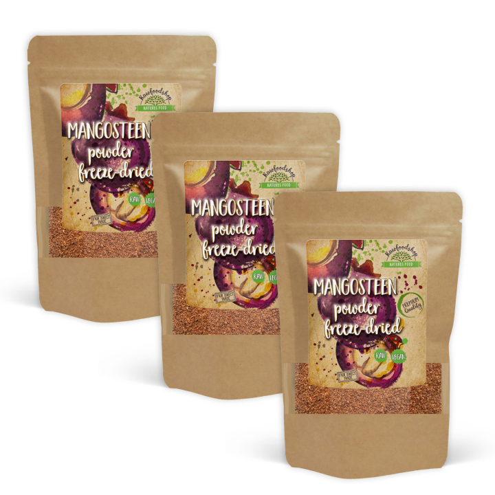 Mangostan Pulver EKO 125g x 3 paket i gruppen Råvaror & Dryck / Frukt & Bär / Fruktpulver hos Rawfoodshop Scandinavia AB (RAWPFRUP003-SET3)