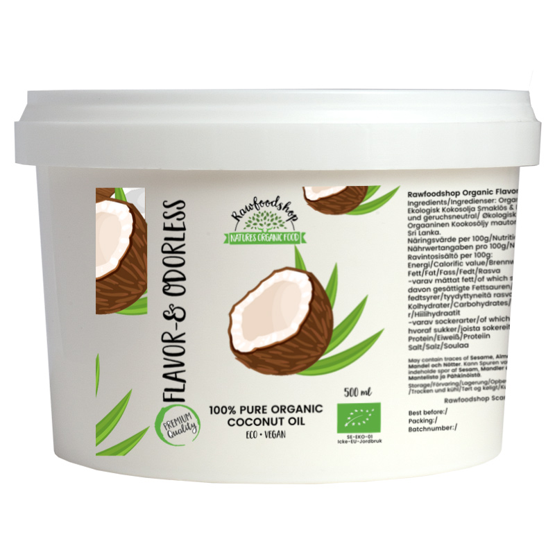 Kokosolja Smak & Doftfri EKO 500ml i gruppen Hud & Kropp / Naturlig DIY / Fetter & Vax / Kokosolja hos Rawfoodshop Scandinavia AB (RFET400225E)