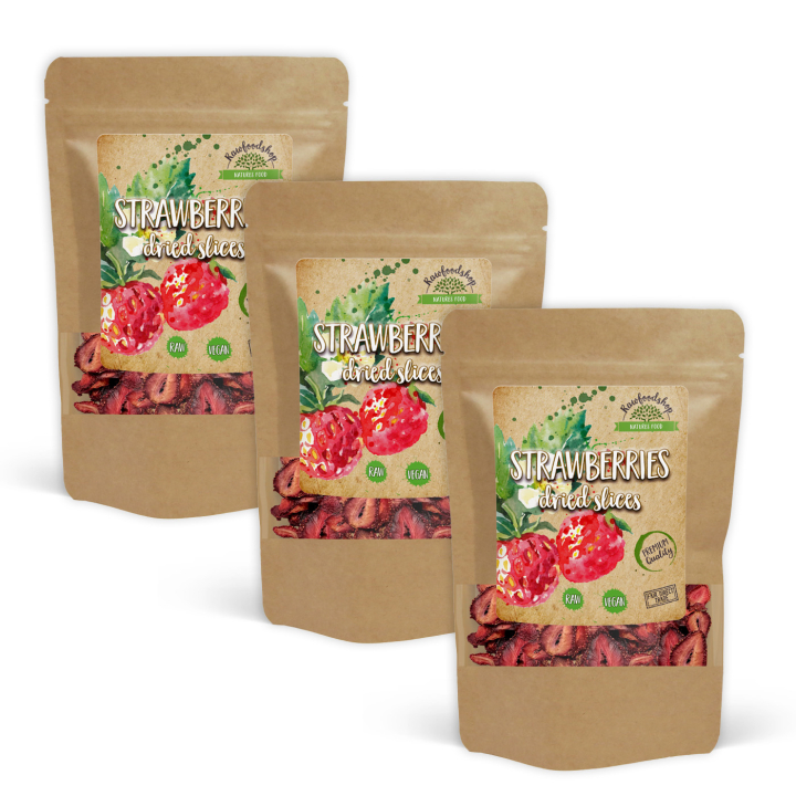 Jordgubbar Skivor 100g x 3 paket i gruppen Råvaror & Dryck / Frukt & Bär / Jordgubbar hos Rawfoodshop Scandinavia AB (RFRU100494E-SET3)
