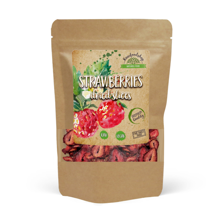 Jordgubbar Skivor 100g i gruppen Råvaror & Dryck / Frukt & Bär / Jordgubbar hos Rawfoodshop Scandinavia AB (RFRU100494E)