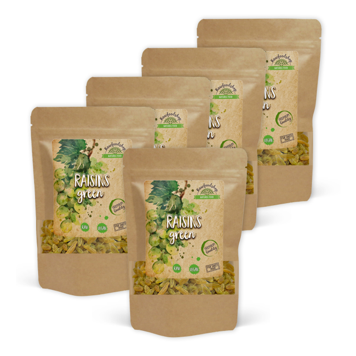 Russin Gröna 200g x 5 paket i gruppen Råvaror & Dryck / Frukt & Bär / Russin hos Rawfoodshop Scandinavia AB (RFRU200365E-SET5)