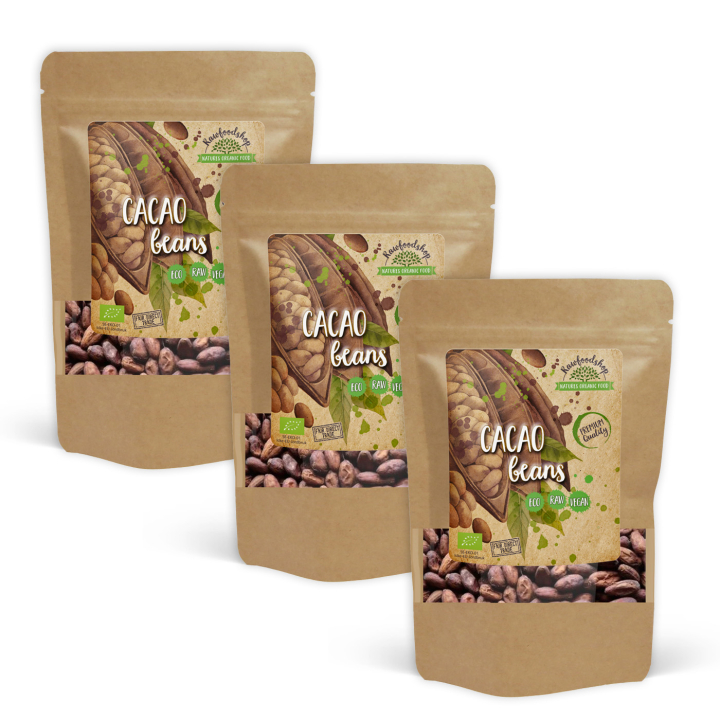 Kakaobönor EKO 125g x 3 paket i gruppen Råvaror & Dryck / Bakning / Kakaoprodukter hos Rawfoodshop Scandinavia AB (RKAK100402E-SET3)