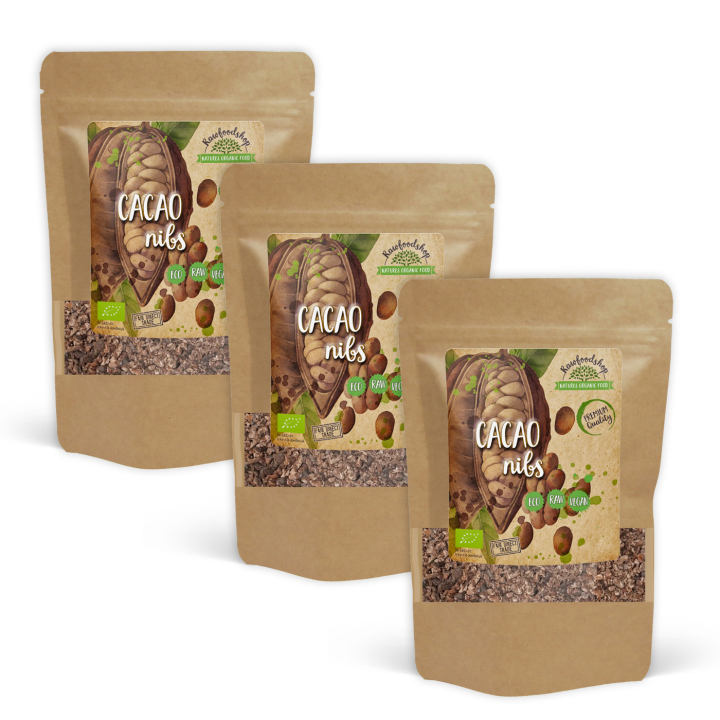 Kakaonibs RAW EKO 500g x 3 paket i gruppen Råvaror & Dryck / Bakning / Kakaoprodukter hos Rawfoodshop Scandinavia AB (RKAK500405E-SET3)