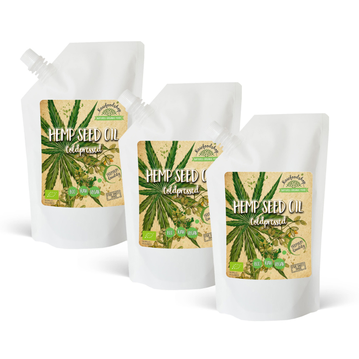 Hampaolja EKO 500 ml x 3 paket i gruppen Råvaror & Dryck / Hälsokost / Hampa hos Rawfoodshop Scandinavia AB (ROLJ500211E-SET3)