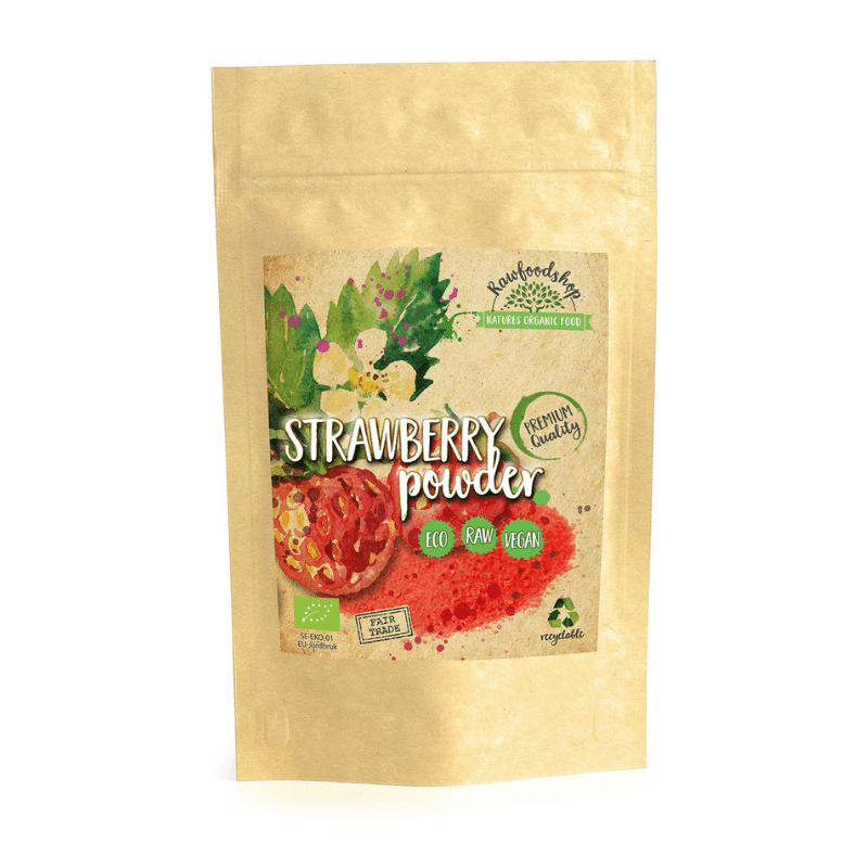 Jordgubbspulver EKO 100g i gruppen Råvaror & Dryck / Frukt & Bär / Jordgubb hos Rawfoodshop Scandinavia AB (RPUL100254E)