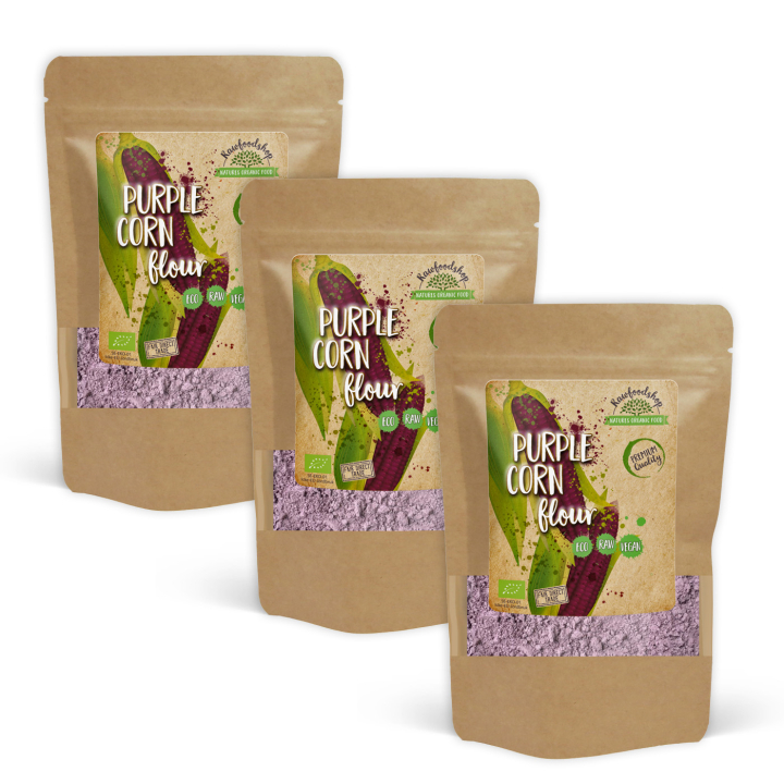 Purple Corn Pulver EKO 500g x 3 paket i gruppen Råvaror & Dryck / Bakning / Mjöler hos Rawfoodshop Scandinavia AB (RPUL500470E-SET3)