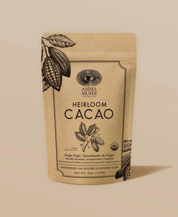 Anima Mundi Heirloom Cacao EKO 170g i gruppen Råvaror & Dryck / Bak & Matlagning / Kakaoprodukter hos Rawfoodshop Scandinavia AB (SAM031)