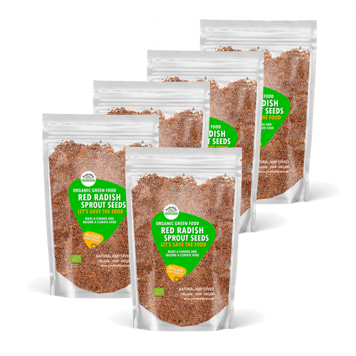 Groddfrön Röd Rädisa EKO 500g 5st paket i gruppen Råvaror & Dryck / Skafferiet / Groddfrön hos Rawfoodshop Scandinavia AB (SFRFRO100144E500SET)