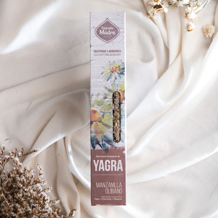 Rökelse Yagra, Kamomill & Frankincense 8st i gruppen Hem & Själ / Stämning & doft / Rökelse hos Rawfoodshop Scandinavia AB (SKU-439)