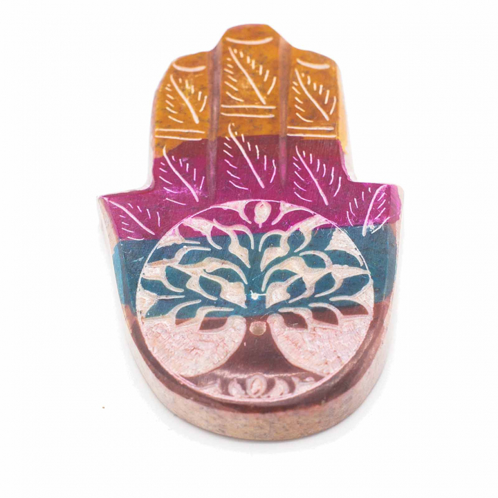 Rökelsefat Hamsa Flerfärgad 9x6cm i gruppen Hem & Själ / Stämning & doft / Rökelsehållare & fat hos Rawfoodshop Scandinavia AB (SOAPISH-06)