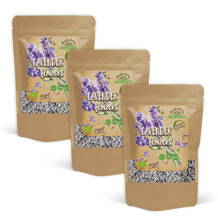 Lavendelblommor EKO 50g x 3 paket i gruppen Råvaror & Dryck / Bakning / Ätbara blommor hos Rawfoodshop Scandinavia AB (TE0019-SET3)
