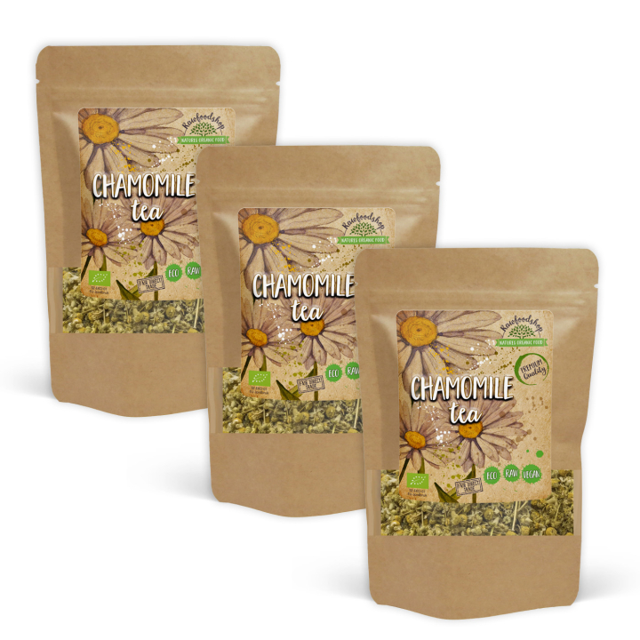 Kamomill Te EKO 50g x 3 paket i gruppen Råvaror & Dryck / Drycker / Teer hos Rawfoodshop Scandinavia AB (TE004-SET3)