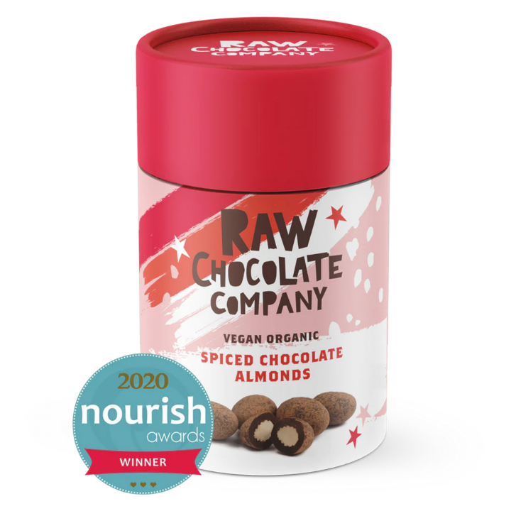 Spiced Chocolate Almonds Tube EKO 180g i gruppen Råvaror & Dryck / Godis & Choklad / Snacks hos Rawfoodshop Scandinavia AB (THE411)