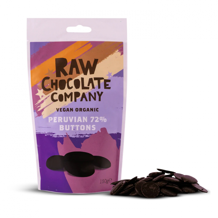 Peruvian 72% Chocolate Buttons EKO 150g i gruppen Råvaror & Dryck / Godis & Choklad / Choklad & Bars hos Rawfoodshop Scandinavia AB (THE4642)