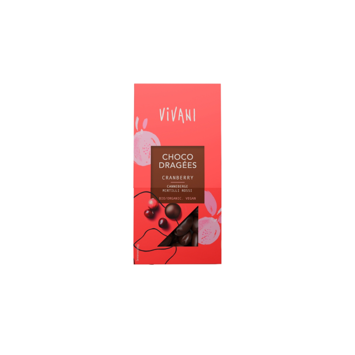 Tranbär med Mörk Choklad EKO 75g i gruppen Råvaror & Dryck / Godis & Choklad / Choklad & Bars hos Rawfoodshop Scandinavia AB (VIVDRAGEES02)
